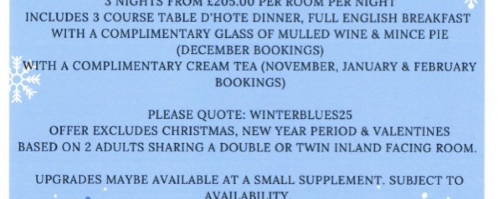 Winter offer: Nov 25 - Feb 26